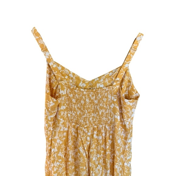 Old Navy Women L Yellow Floral Maxi Slip Cottage Core Boho Romantic Slit Dress - Picture 9 of 13